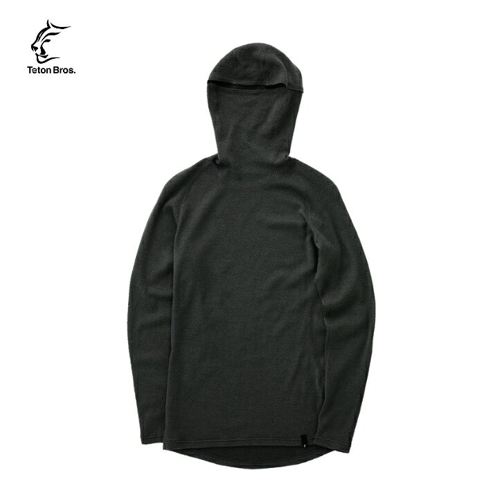 【Teton Bros. ティートンブロス】MOB Wool Hoody (Men) モブウールフーディー メンズ Black Sサイズ ベースレイヤー フーディー メリノウールニット 保温性 素早いクールダウン性 秋冬シーズン向け トレッキング アウトドア TB233-67 10%OFF