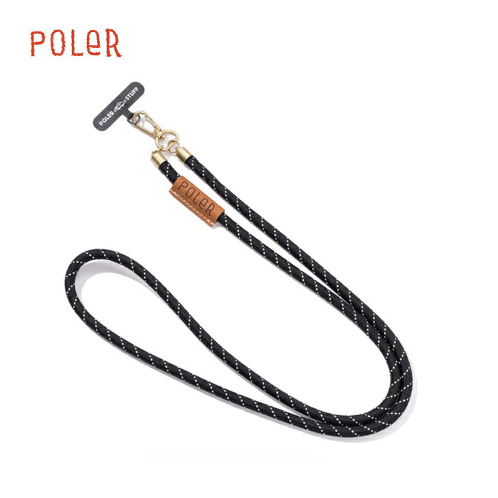 【POLER ポーラー】FISHING NET MOBILE ROPE W/STRAPPER BLACK ブラック モバイルストラップ Strapper付属 廃棄漁網 タウンユース アウトドア 国内正規品