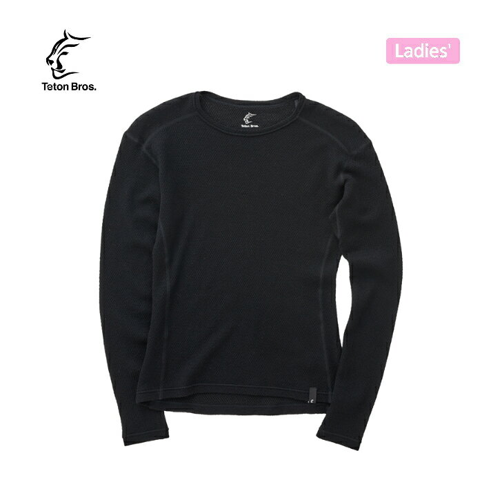 【Teton Bros. ティートンブロス】WS MOB Wool L/S (Women) モブウールロングスリーブ ウィメンズ Black ベースレイヤー ラウンドネック メリノウールニット 保温性 素早いクールダウン性 デイリーユース 山行 トレッキング ウインタースポーツ アウトドア TB233-68 10%OFF