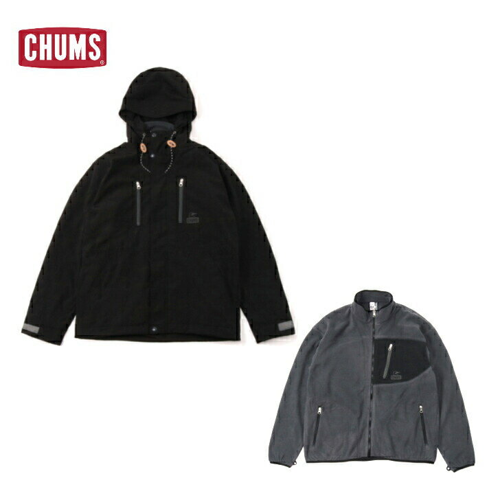 チャムス アウトドアジャケット メンズ 【CHUMS チャムス】3in1Jacket 3in1ジャケット Black マウンテンパーカー フリースジャケット 3way 防寒 キャンプ アウトドア CH04-1323 10%OFF