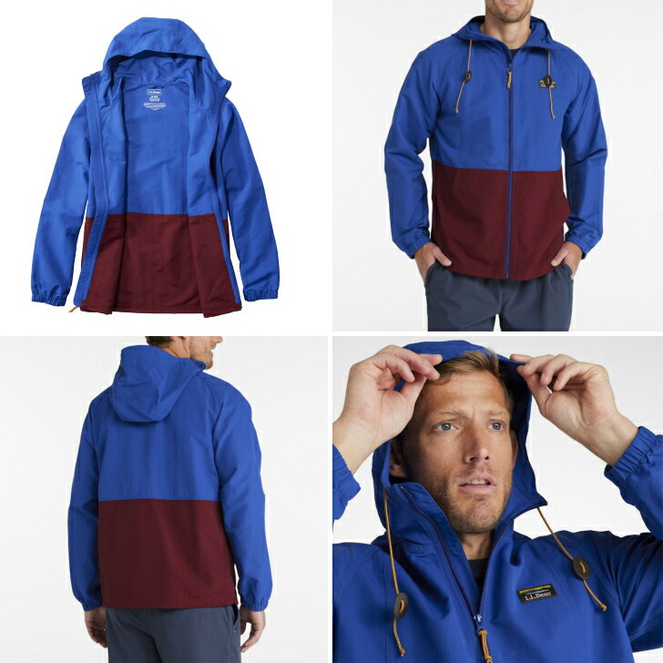 【L.L.Bean エルエルビーン】Men's Mountain Classic Full-Zip Jacket, Colorblock メンズ マウンテンクラシックフルジップジャケット、カラーブロック Regatta Blue/Deep Rosewood ジャケット 薄手 撥水 防風 タウンユース アウトドア 507511 ［国内正規品］