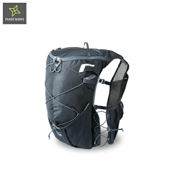 【PAAGO WORKS パーゴワークス】RUSH15R ラッシュ15R Foggy Blue フォギーブルー トレランベスト 高重心設計 無段階調節可能 トレッキングポール固定ホルダー トレイルランニング レース アウトドア