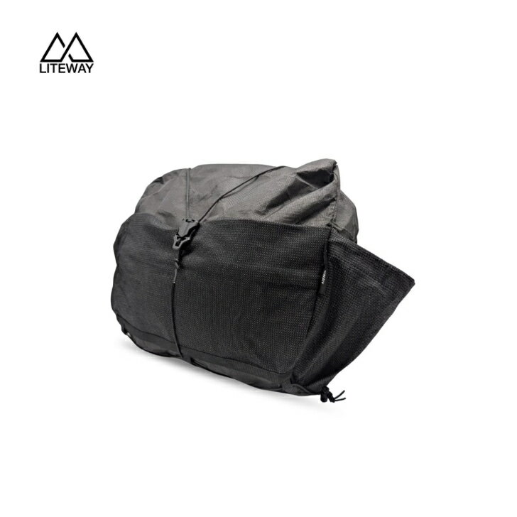【LITEWAY ライトウェイ】HIP PACK ULTRA Black ブラック ウエストバッグ 10L ロールトップ形式 は伸縮性メッシュ生地ポケット 500mlのペットボトル収納サイドポケット 100％防水生地 UL ハイク トレッキング バイクパッキング MTB グラベルライド アウトドア 国内正規品