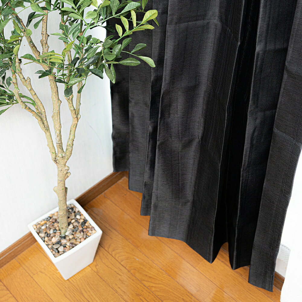 1Color カーテン 黒色系：ブラック 幅 100cm × 丈 105〜230cm 【coating_bk】