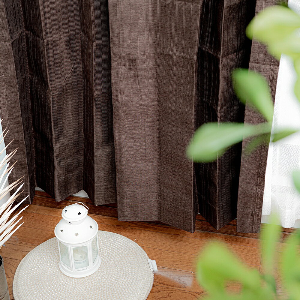 1Color カーテン 茶色系：ブラウン 幅 100cm × 丈 105〜230cm 【coating_br】