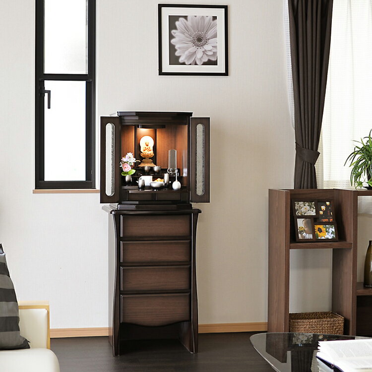 50%OFF【スーパーSALE割引商品】レクサス 17×45号 ウォールナット 上置きタイプ モダン 現代仏壇 家具調 仏壇 おしゃれ 感動葬儀。FUNE