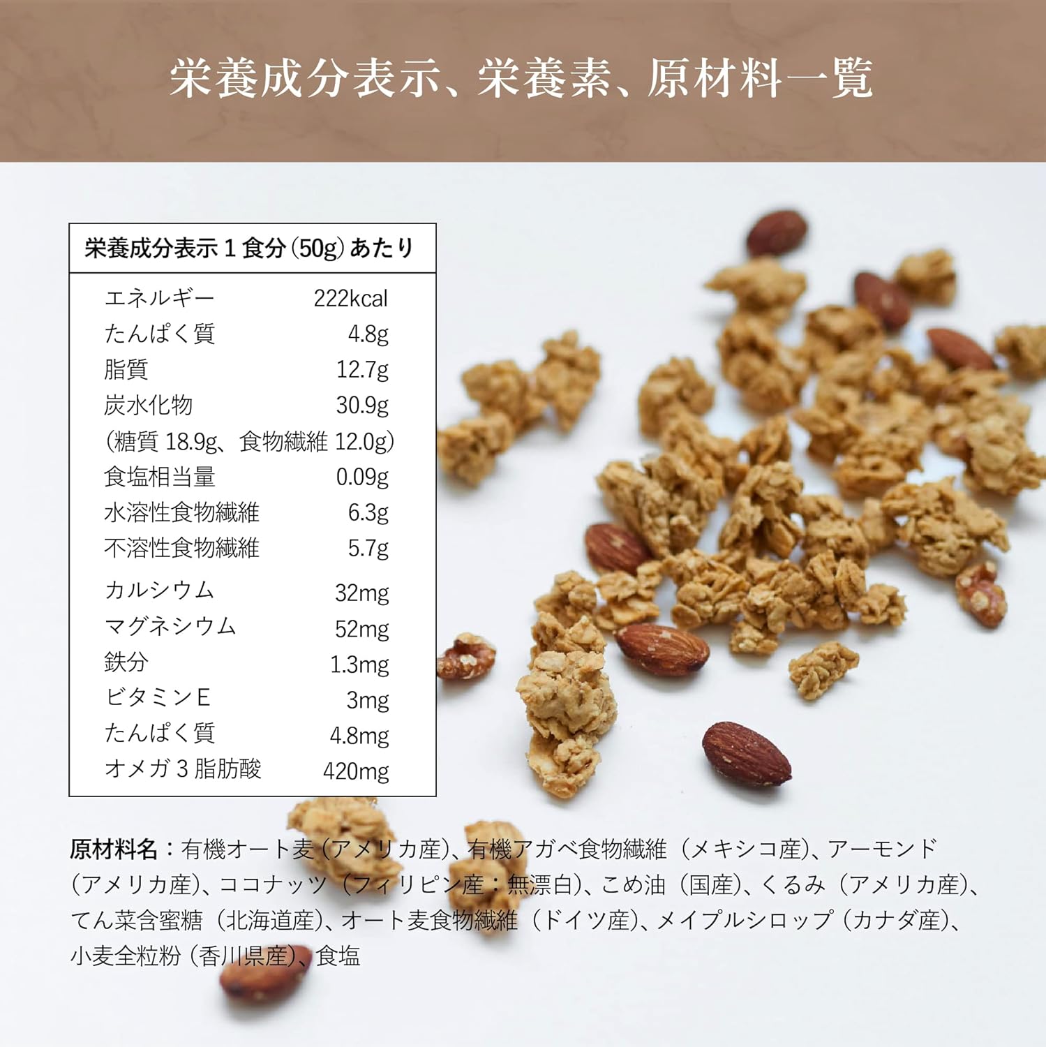 【 Fiber-Rich ナッツグラノーラ / 1袋 250g 1食50g 5食分 】 グラノーラ シリアル...