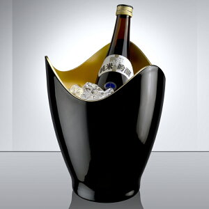 ◇ワインクーラー シャンパンクーラー おしゃれ ブラック 黒 ゴールド 高級感 スタイリッシュ 日本酒クーラー かっこいい 1本用 ワイングッズ