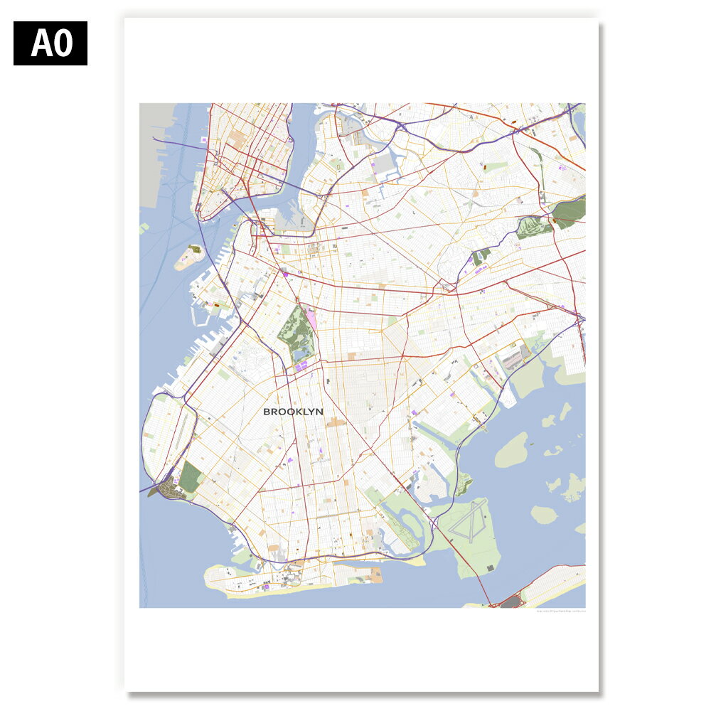 都市地図ポスター【ブルックリン】アメリカ ニューヨーク 世界地図 アートプリント