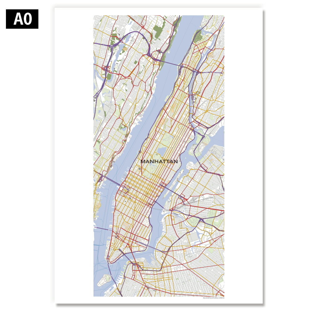 都市地図ポスター【マンハッタン】ラミネート/ホワイトボード/フレーム アメリカ ニューヨーク 世界地図 アートプリント