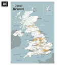 イギリス地図ポスター ラミネート加工 A0