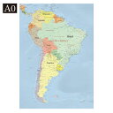世界地図 ポスター【南米】大型 英語版 world map デザイン マップ