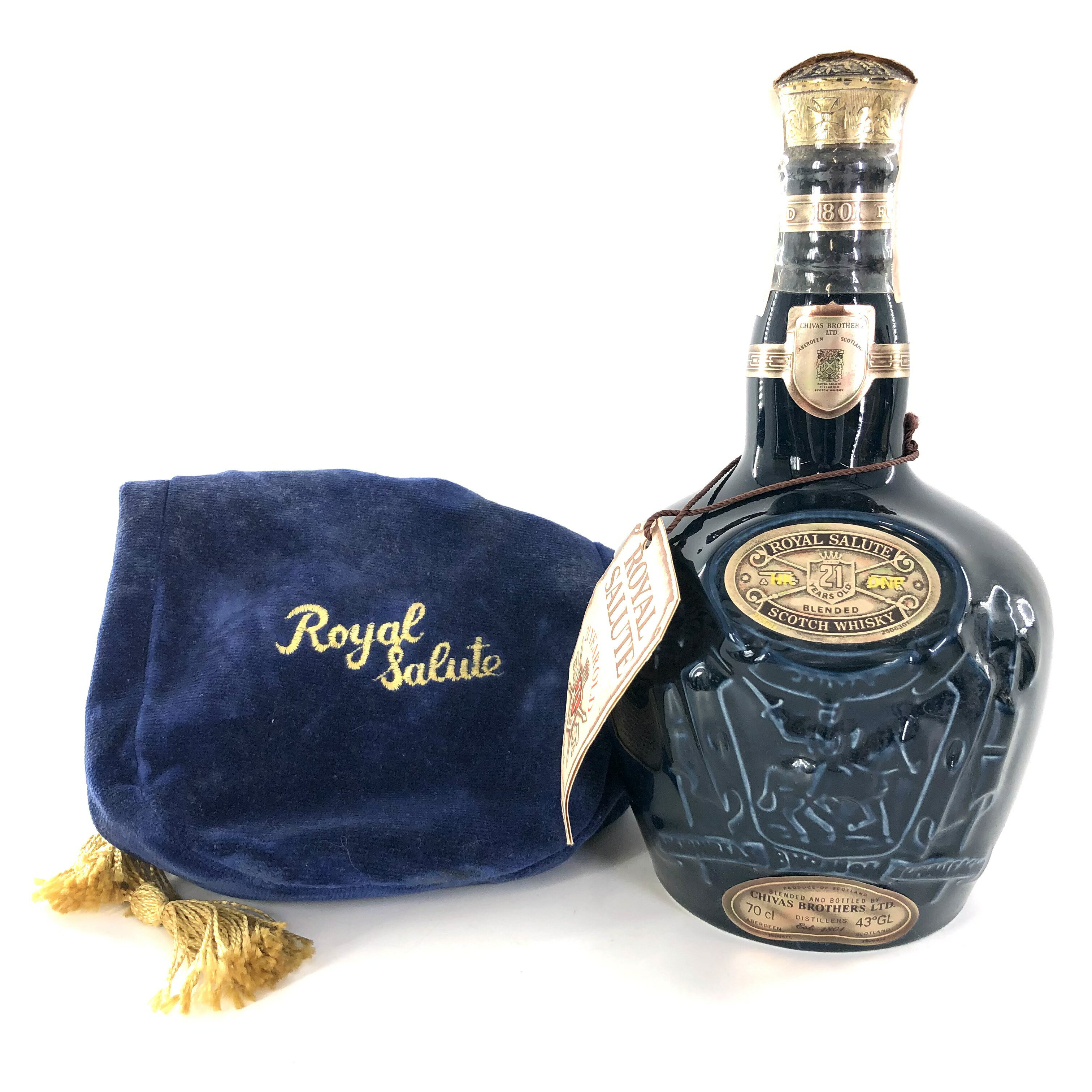 【中古】ROYAL SALUTE ローヤルサルート 21年 青 緑 GRANT'S グランツ 21年 陶器ボトル ブレンデッドスコッチウイスキー 700ml 750ml 43% 40% 巾着袋 箱 4本【WI-128】