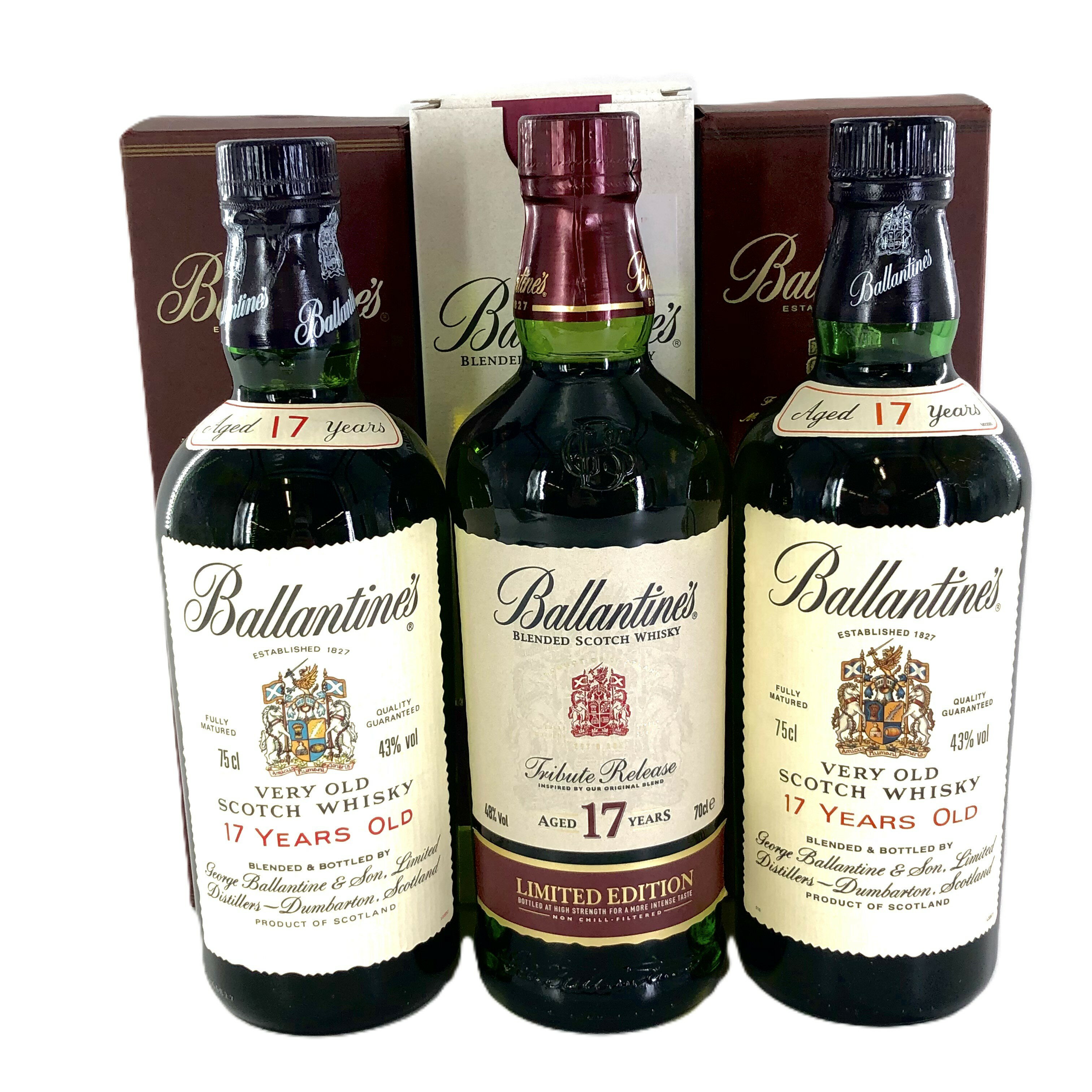 【中古】Ballantine's バランタイン 17年 トリビュートリリース ブレンデッドスコッチウイスキー 700ml 750ml 40% 43% 箱付 3本【WI-179】