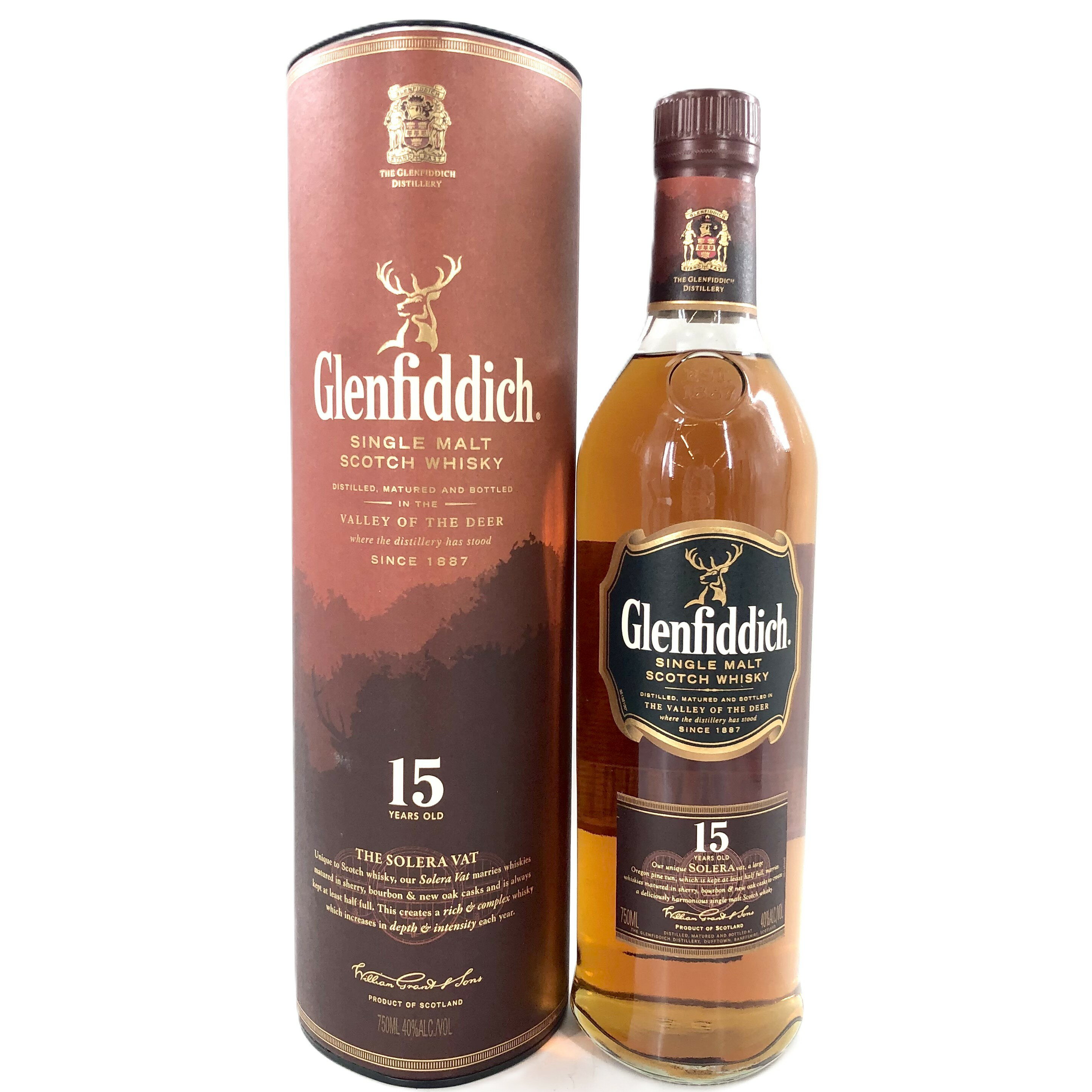 【中古】GLENFIDDICH グレンフィディック 15年 ソレラリザーブ シングルモルトスコッチウイスキー 750ml 40% 箱付【WI-524】