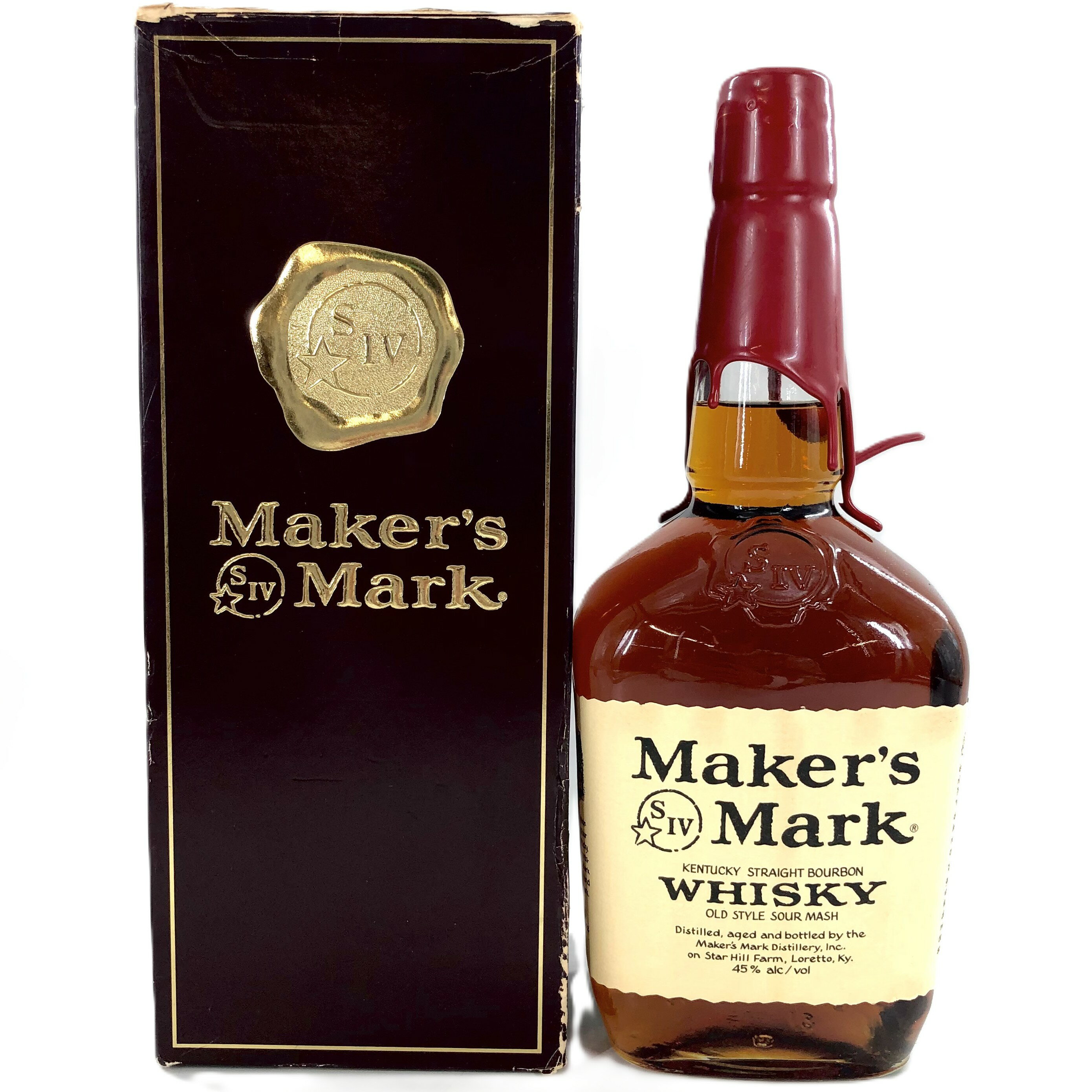 【中古】Maker's Mark メーカーズマーク レッドトップ ストレートバーボンウイスキー 1000ml 45% 箱付【WI-535】