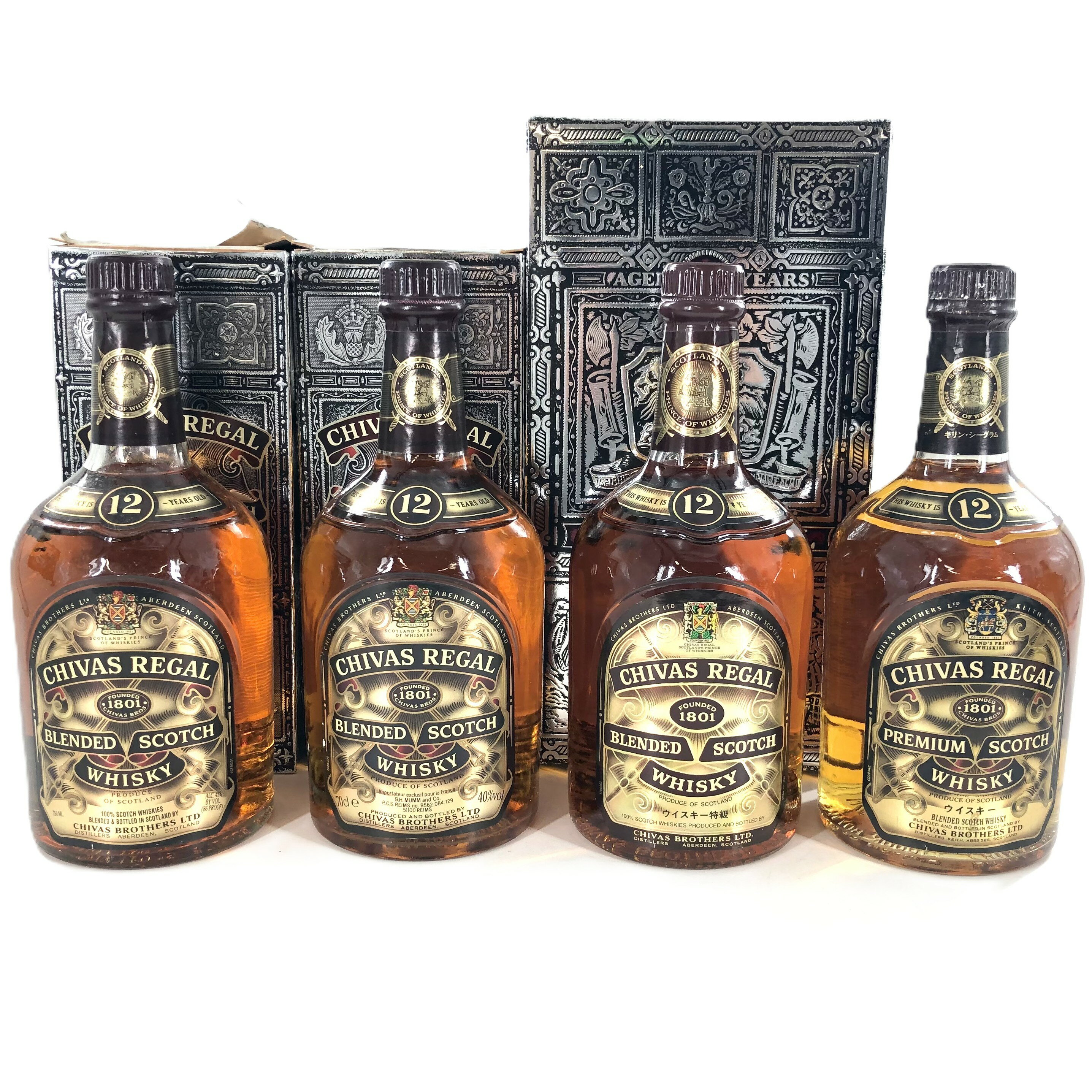 【中古】CHIVAS REGAL シーバスリーガル 12年 ブレンデッドスコッチウイスキー 700ml 750ml 40% 43% 箱付 4本【SK-18】(4)