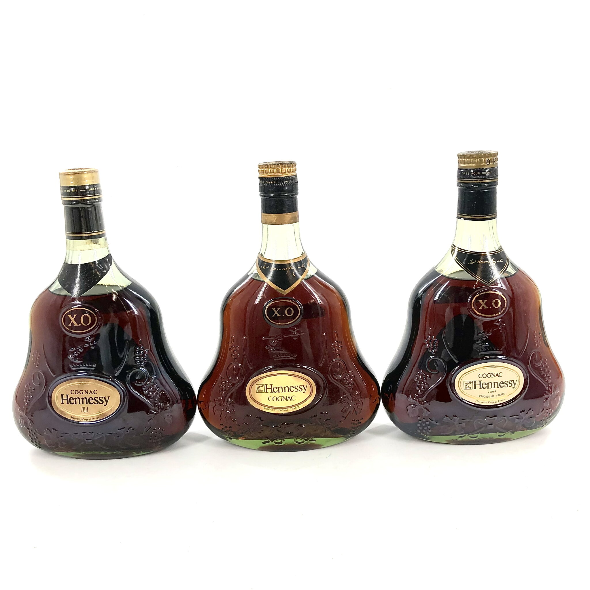【中古】Hennessy ヘネシー XO 3本 グリーンボトル 金キャップ ブランデー COGNAC コニャック 700ml 40%【BR-7】