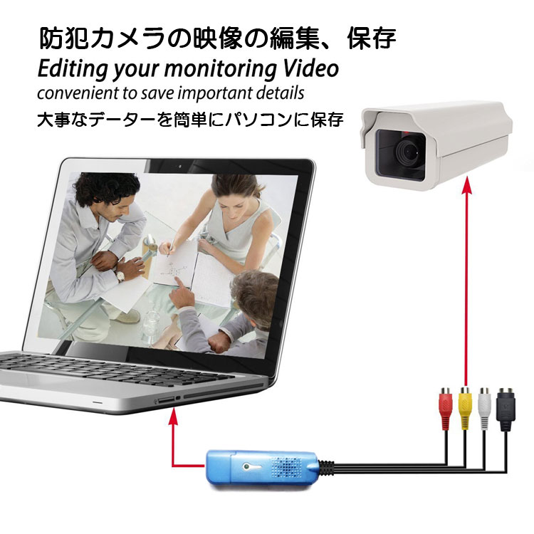 ビデオテープをDVDに簡単保存USBキャプチャービデオ/VHS8mmDVDダビングパソコン取り込みビデオキャプチャーVC200