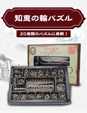 知恵の輪 パズル 20点セット 子供から大人まで 脳トレ チャイニーズリング 九連環 暇つぶし 高齢者のボケ防止に メタル製 大人も子供も幅広く楽しめる 知育玩具 EPP62