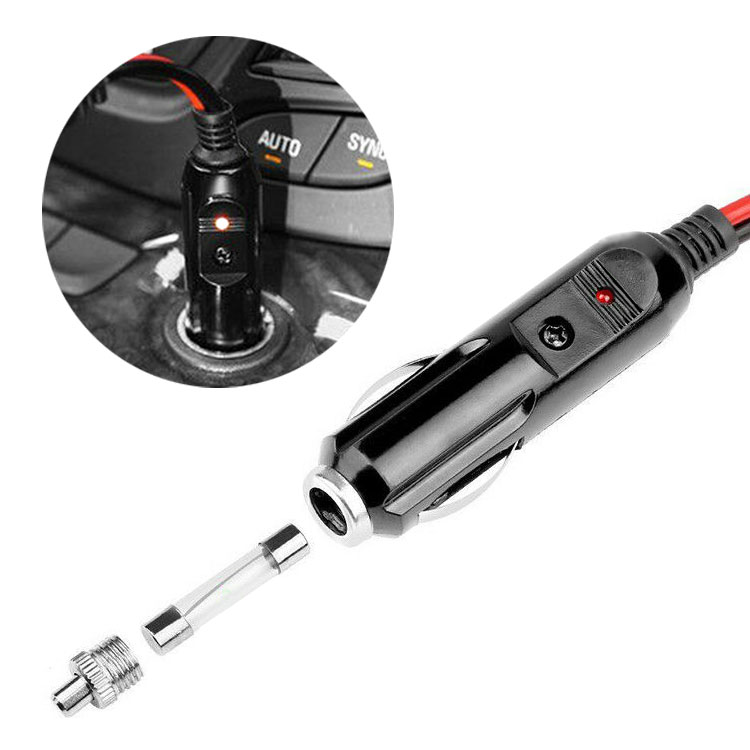 12V/24V車両用シガーソケット2分割ケーブル長さ30cmシガー電源出力を分割最大出力100WLEDランプ付ヒューズ内蔵シガー電源増設にデュアルシガーソケットシガースプリットケーブルCIG2OUT