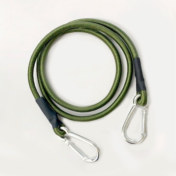 【2本セット】カラビナフック付きストレッチコード 約120cm 弾性ロープ 荷物固定 ゴムひも アルミニウムフック キャンプ アウトドア テント サンシェルター CLS120C8MMS2