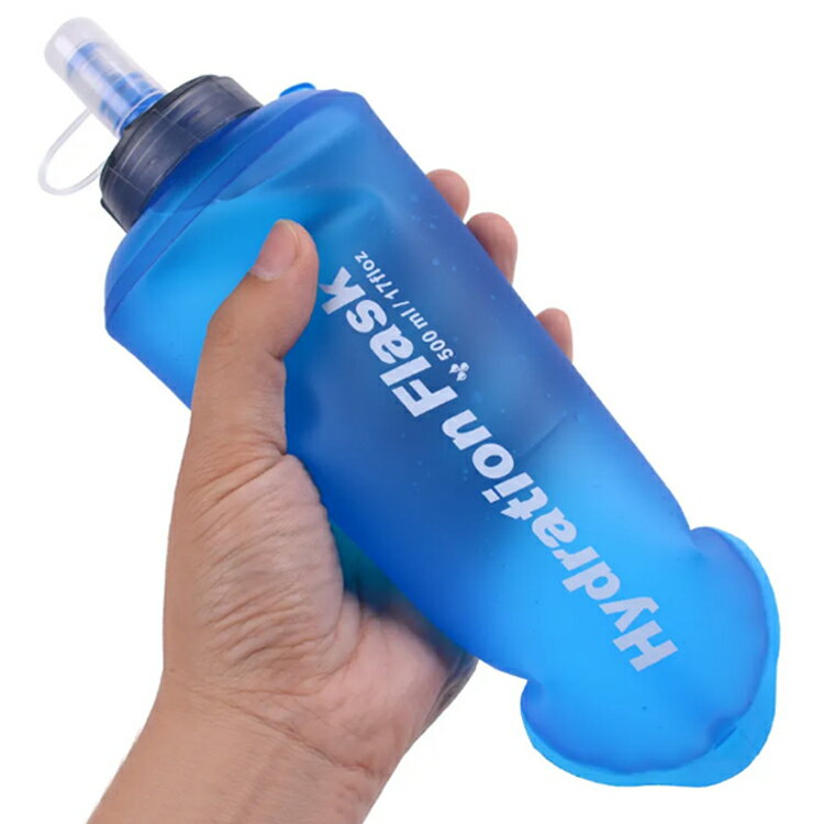 ハイドレーションボトル 500ml 折り畳み ランニングウォーターボトル 給水袋 ソフトボトル TPU 持ち運び便利 水分補給 スポーツ サイクリング 登山 ジ...