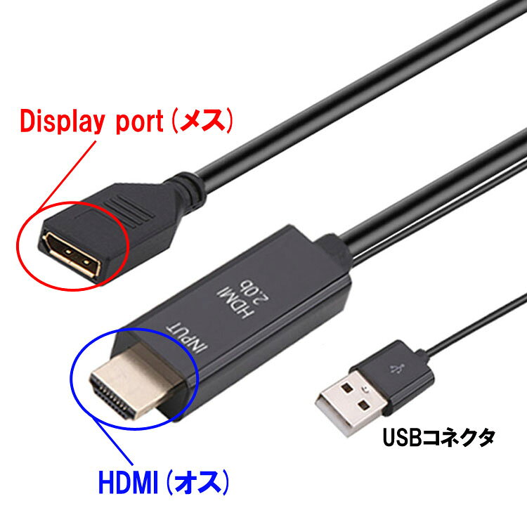 HDMI to DisplayPort 変換アダプタ HDMI オス ディスプレイポート メス 変換ケーブ...