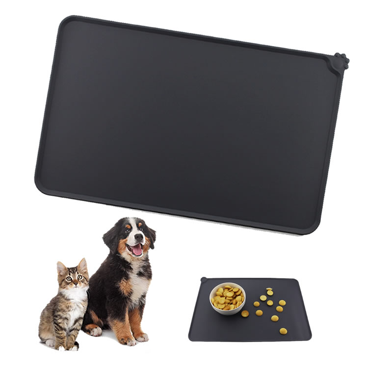 ペット用食事マット シリコンマット フチ付き 柔らかい 床を保護 約47.5×30cm 猫 犬 給餌マット ペットマット フチ付き ペットマット 防水 収納便利...