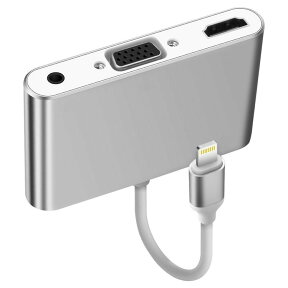 LT8ピン to HDMI/VGA変換アダプタ 同時出力対応 iPhone iPad iPod対応 HDMI+VGA オーディオ 最大1080P対応 簡単接続 iOS8〜iOS11対応 給電コード付 LT2M31