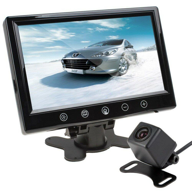 9インチ大画面オンダッシュモニターバックカメラセット 小型防水ガイドライン正像鏡像切替可バックカメラ モニター映像入力X2 リモコン切替 12V専 CMN90X119PRO