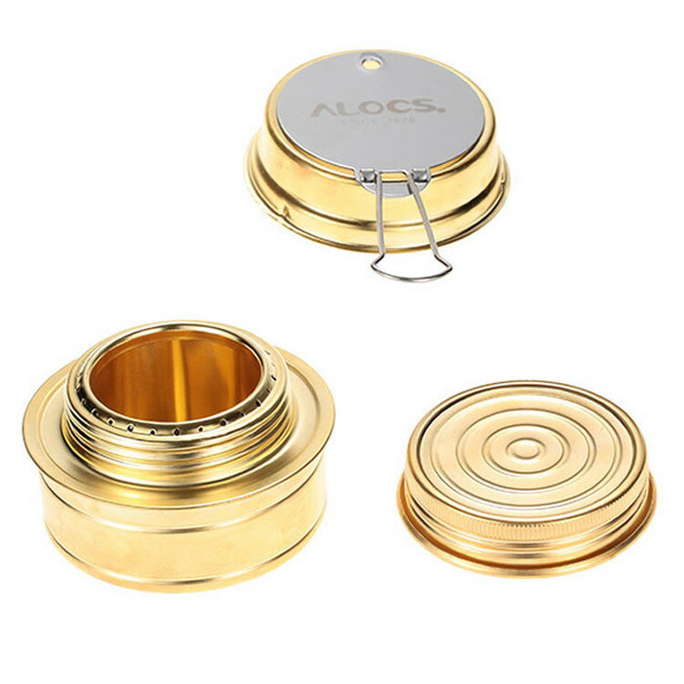 ALOCS ミニアルコールバーナー アルコールストーブ コンパクト アウトドア 登山 キャンプ 釣り 旅行用品 シンプルコンロ 銅合金 ミニストーブ ゴールド ALOC110