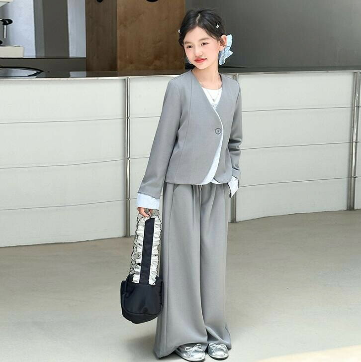 キッズ 子供服 女の子 春秋用 スーツセット女の子 シャツ 秋服 秋冬 おしゃれかわいい韓国 子供服 中大童 子どもゆったりトップス 女の子 おしゃれ 可愛い ジャケット パンツ カ