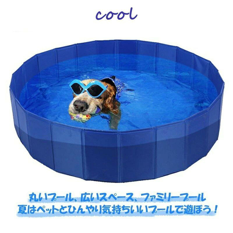 たのかぞくのプール ペット用 ドッグプール 犬猫 お風呂 水遊び おもちゃ 夏 遊び道具 広いスペース 丸いプール 折り畳み式 直径80cm Mサイズ 送料無料｜アングル3