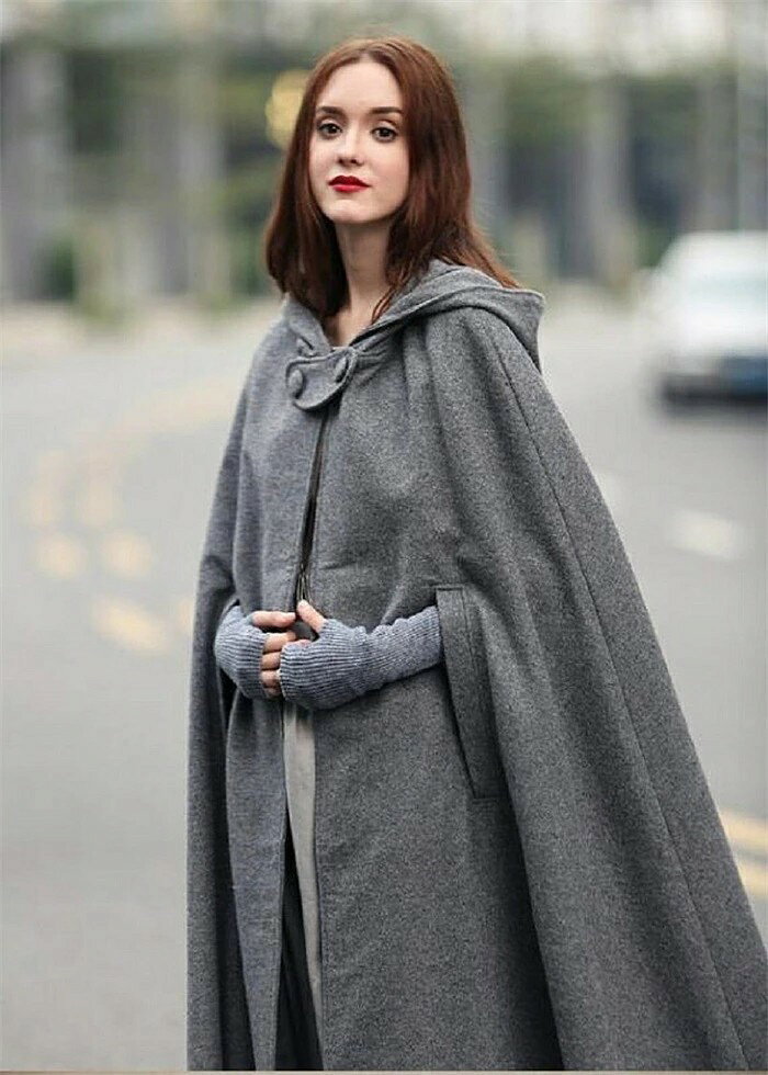 ポンチョコート ポンチョ コート レディース マント ロングコート フード付き マキシ丈 秋冬服 ハロウィン コスプレ 仮装 送料無料 funlnn-10009476 たのかぞく サンプル画像2
