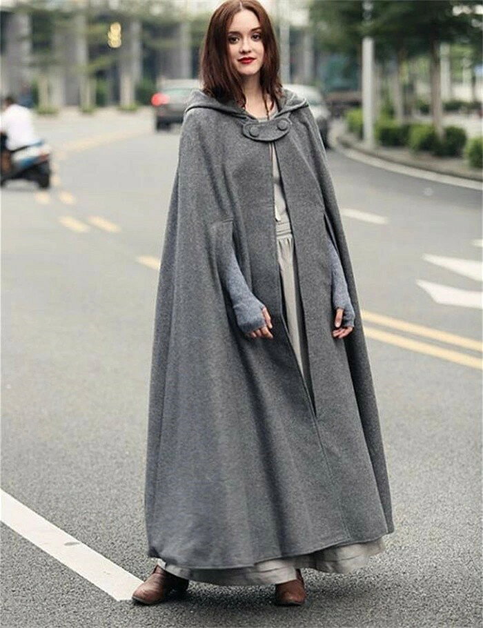 ポンチョコート ポンチョ コート レディース マント ロングコート フード付き マキシ丈 秋冬服 ハロウィン コスプレ 仮装 送料無料 funlnn-10009476 たのかぞく サンプル画像3