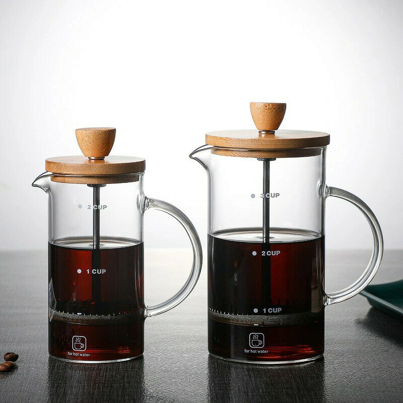コーヒーメーカー フレンチプレス ダブル コーヒープレス 竹カバー IwaiLoft ブレ...