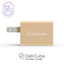 CellCube　USB充電器　12w 2ポート iPhone/iPad/Android 各種対応 洗柿(あらいがき) 薄オレンジ