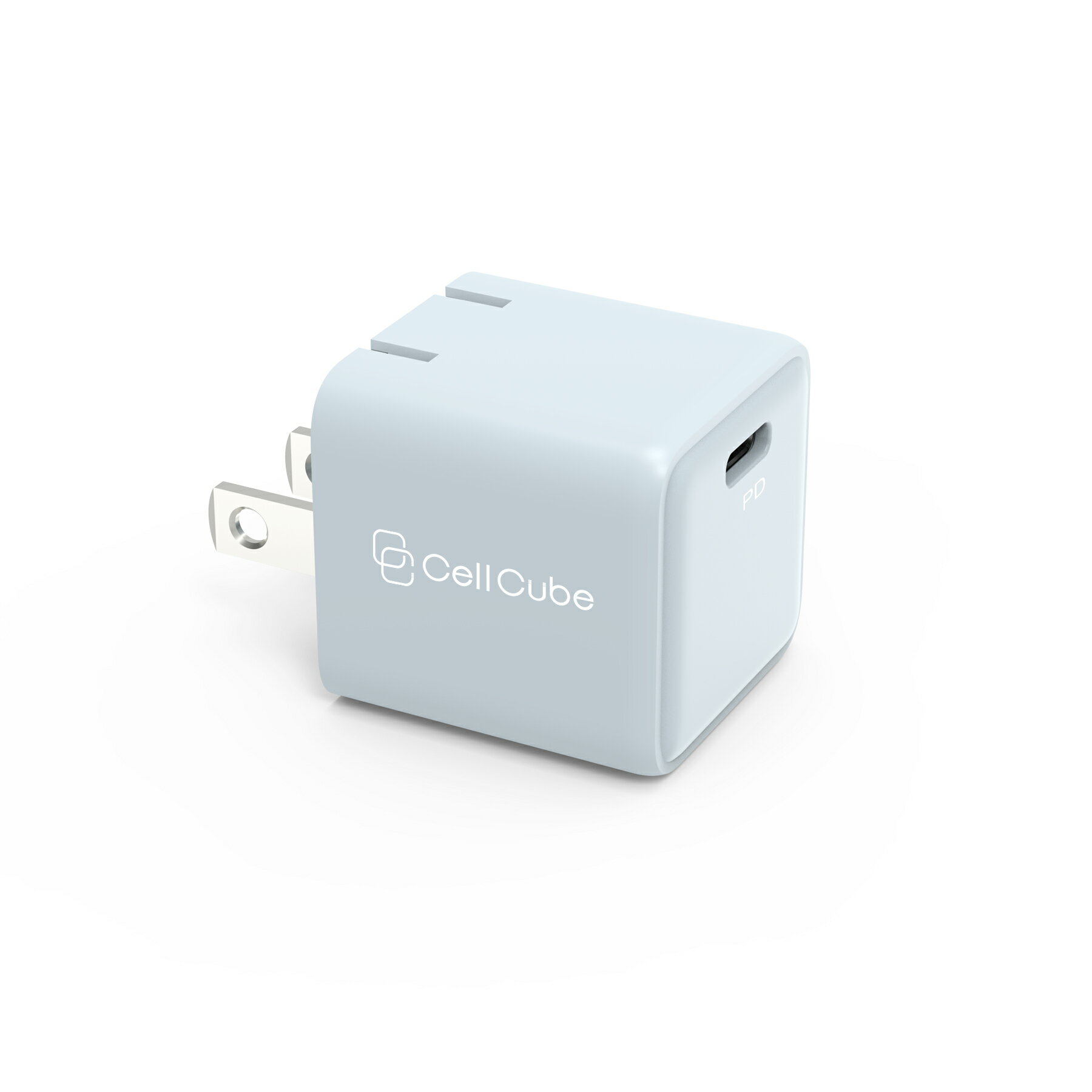 CellCube 30w 超ミニサイズUSB-C急速充電器【PSE認証/折りたたみ式プラグ/GaN pro搭載/安全安心/日本ブランド】iPhone/iPad/Android/モバイルPC(30wまで）各種対応 LB 白藍 ブルー