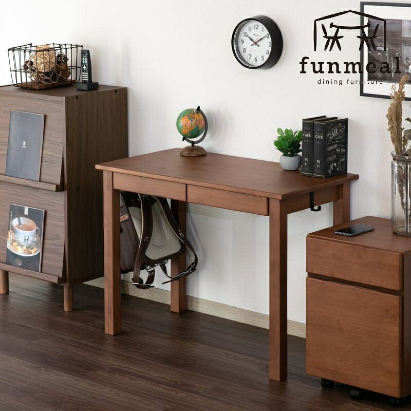 【10％OFF・3910円引き！12/4 20:00～】学習机 学習デスク 子供用家具 おしゃれ リビング学習 無垢材 天然木 木製 ダルディア デスク 95cm アルダー＋ミディアムブラウン 勉強机 かわいい ランドセル掛け 引き出し 収納 完成品 DALDIAのサムネイル