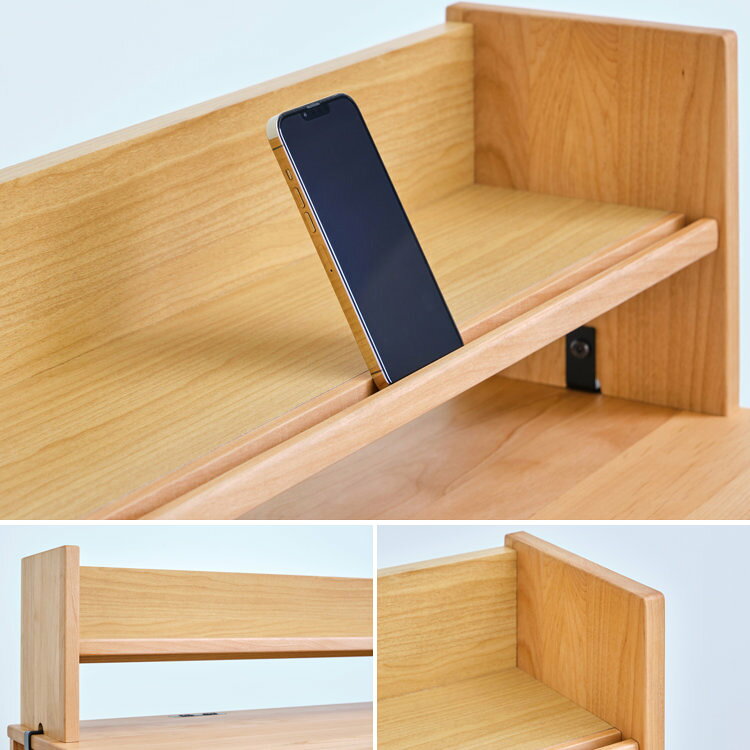 L-DESK専用上棚 上棚 机上 卓上 本棚 棚 ブックスタンド ブックラック デスク周辺 収納 ディスプレイ棚 タブレット学習 スマホスタンド タブレットスタンド 完成品 シンプル 木製 品質保証 L-DESK ISSEIKI [2]