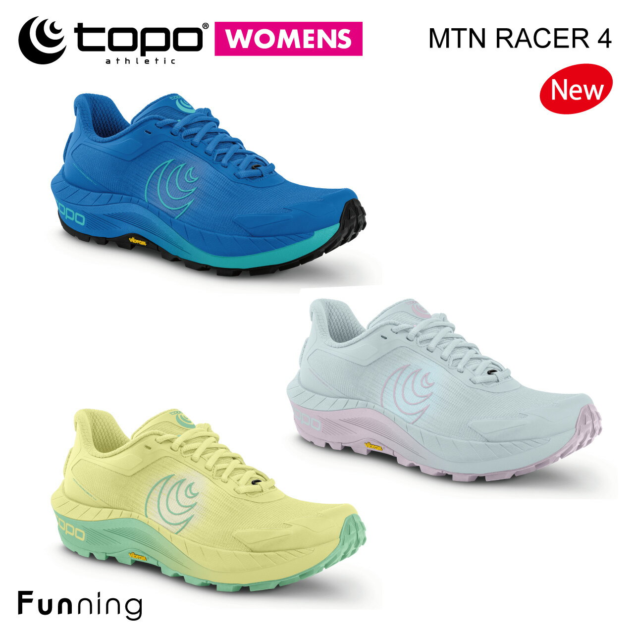 【25秋冬新登場】Topo Athletic トポ アスレチック MTN RACER 4 (エムティエヌレーサー4) レディース トレイルランニングシューズ Vibramソール 防水 高クッション 登山 トレッキング対応 軽量 幅広 5mmドロップ 正規品