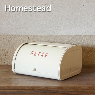 【Homestead】 ブレッドケース Sサイズ 赤xクリーム ローラートップブレッド缶 パンケース・ブレッドビン・ホームステッド・収納　。の写真