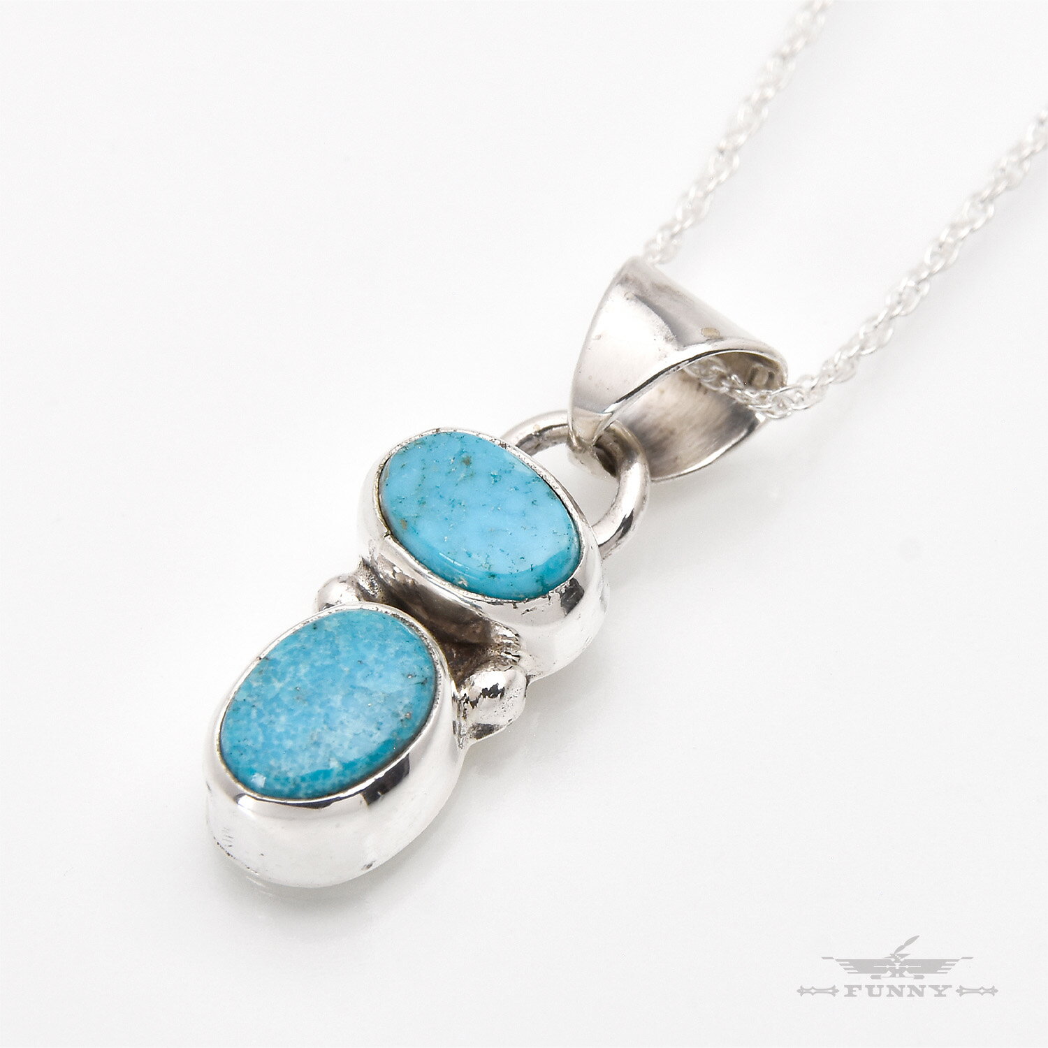 【FUNNY公式ストア】 ナバホ族 Bobby Francis ターコイズ ペンダント トップ スターリングシルバー シ..