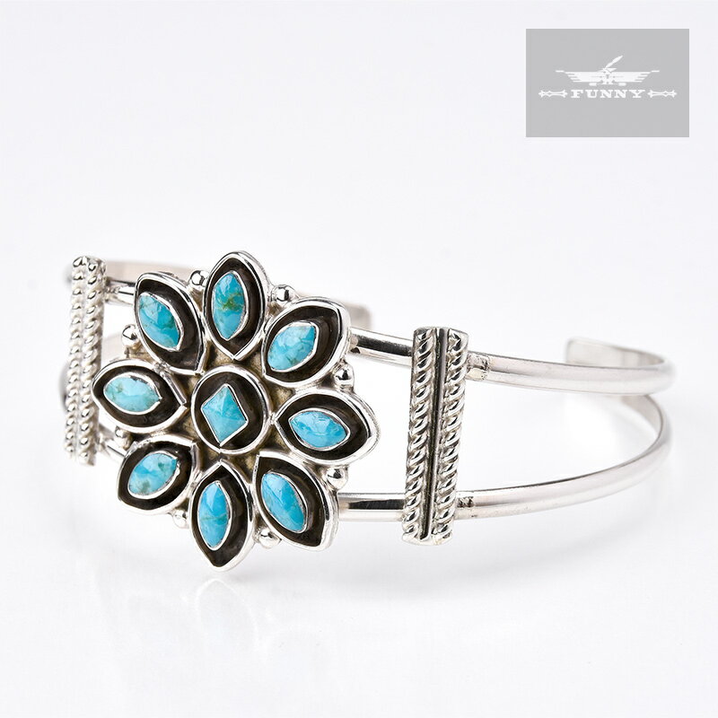 【FUNNY公式ストア】 ズニ族 クラスター ブレスレット スターリングシルバー シルバー925 ターコイズ レディース 女性 誕生日 花 フラワー 天然石 ト...