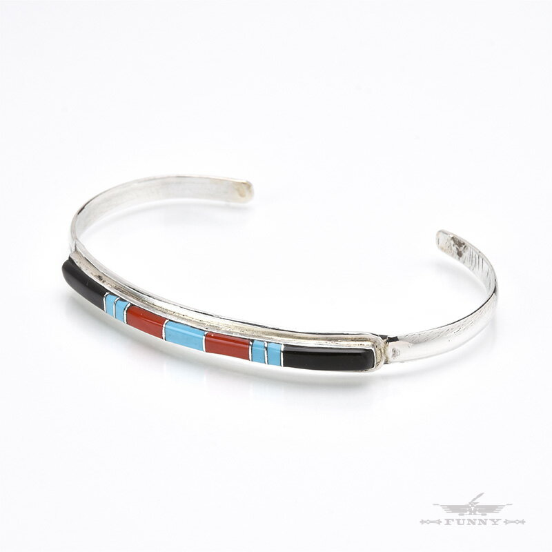 【FUNNY公式ストア】 ズニ族 マルチ インレイ ブレスレット スターリングシルバー シルバー925 レディース メンズ ターコイズ コーラル シェル ジェッ...