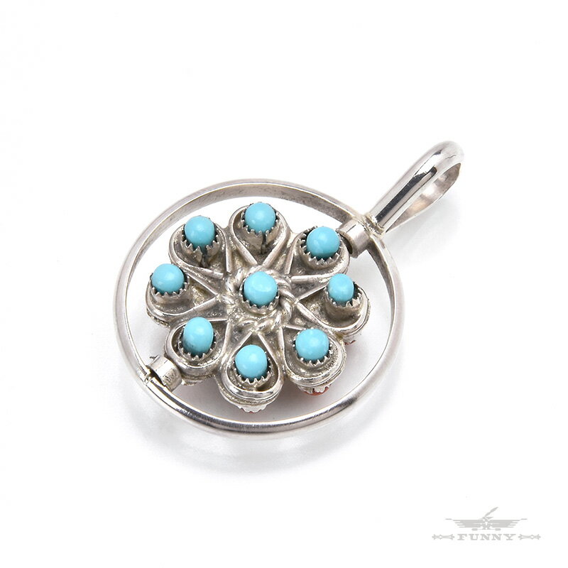 【FUNNY公式ストア】 ズニ族 Wayne Johnson クラスター ペンダント トップ ターコイズ コーラル インディアンジュエリー ネックレス スターリング シルバー トルコ石 天然石 アメリカン アクセサリー レディース メンズ ギフト プレゼント ファニー