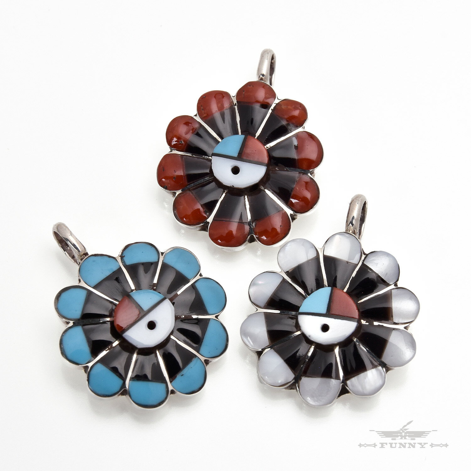 【FUNNY公式ストア】 ズニ族 Janice Lalio サンフェイス インレイ ペンダント トップ スターリングシルバー シルバー925 プレゼント インデ...