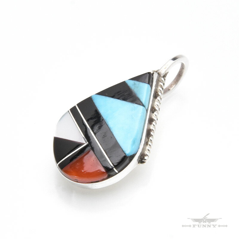 FUNNY公式ストア ズニ族 ELCARIO & CLEO KALLESTEWA ターコイズ インレイ ペンダント トップ インディアンジュエリー ネックレス ...