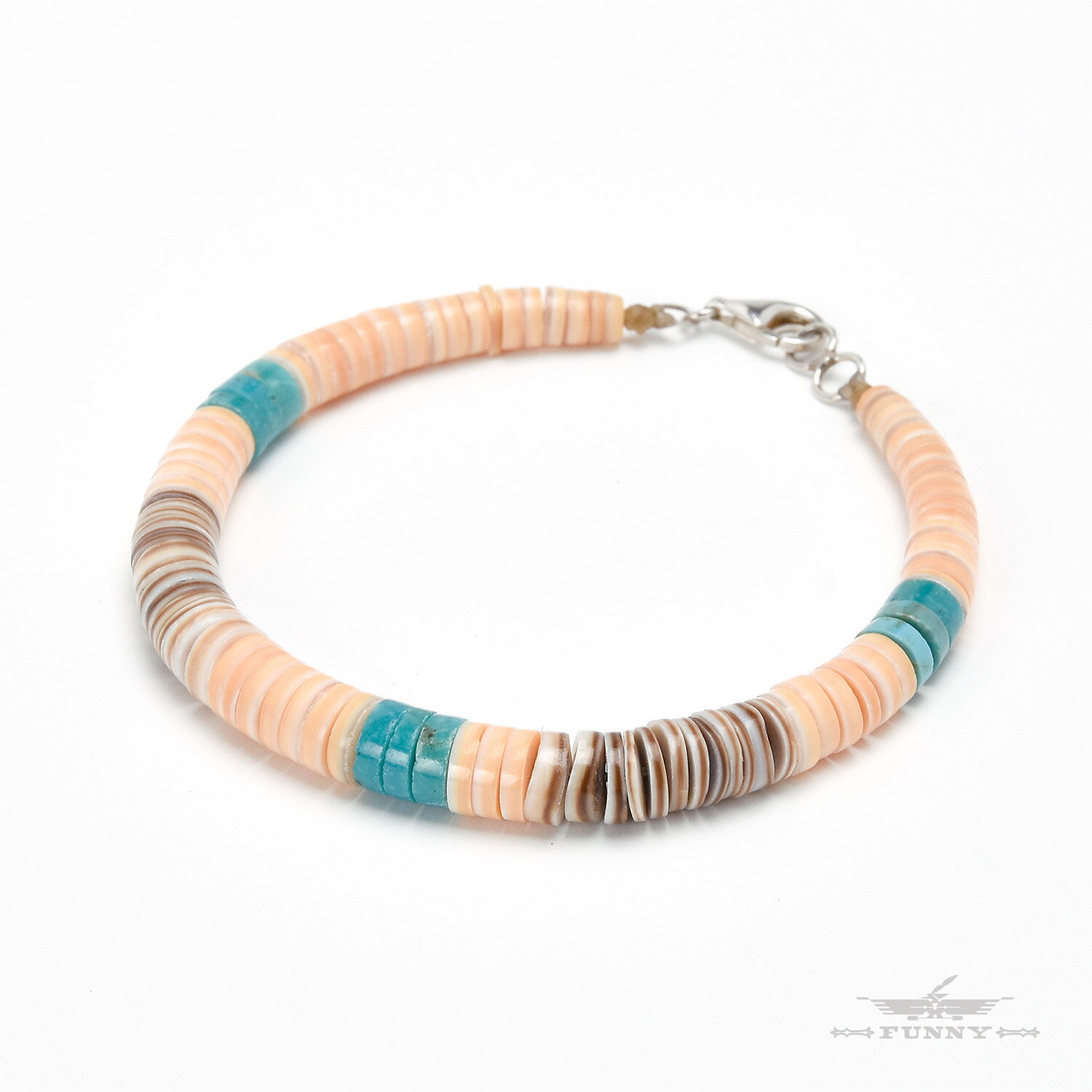 【FUNNY公式ストア】 サントドミンゴ族 カルビン・ロバト ヒシ ブレスレット シェル ターコイズ 天然石 メンズ レディース アクセサリー トルコ石 マルチカラー ビーズ プレゼント ギフト ネイティブアメリカン インディアンジュエリー HEISHI ファニー